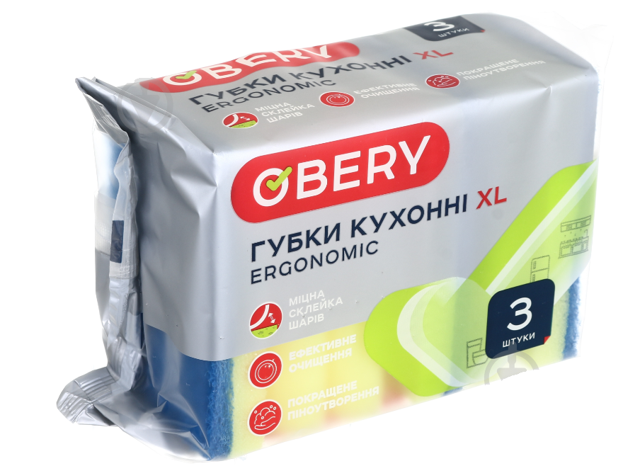 Губка для кухні OBERY XL ERGONOMIC 3 шт.